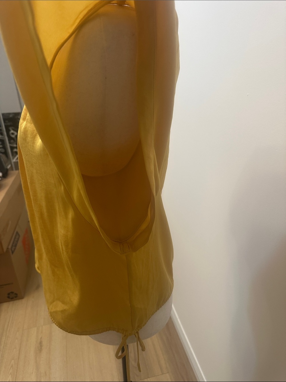 Flutter Sleeve Scoop Neck Top in Mustard Yellow - Picture 3 of 5